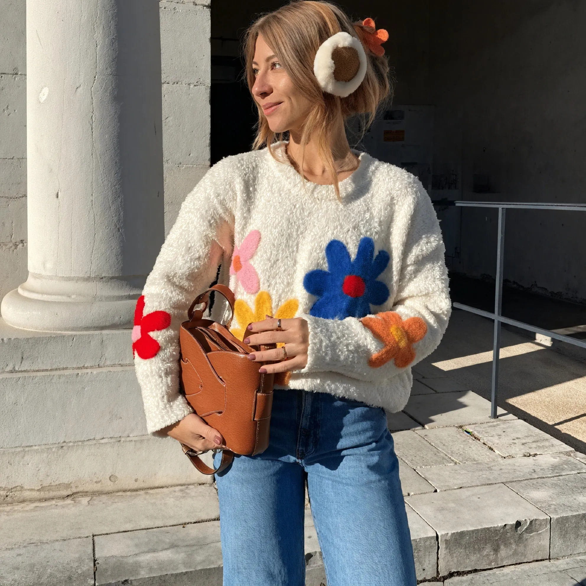 Floral Appliqué Oversized Top