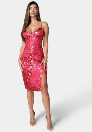 Floral Jacquard Midi Dress