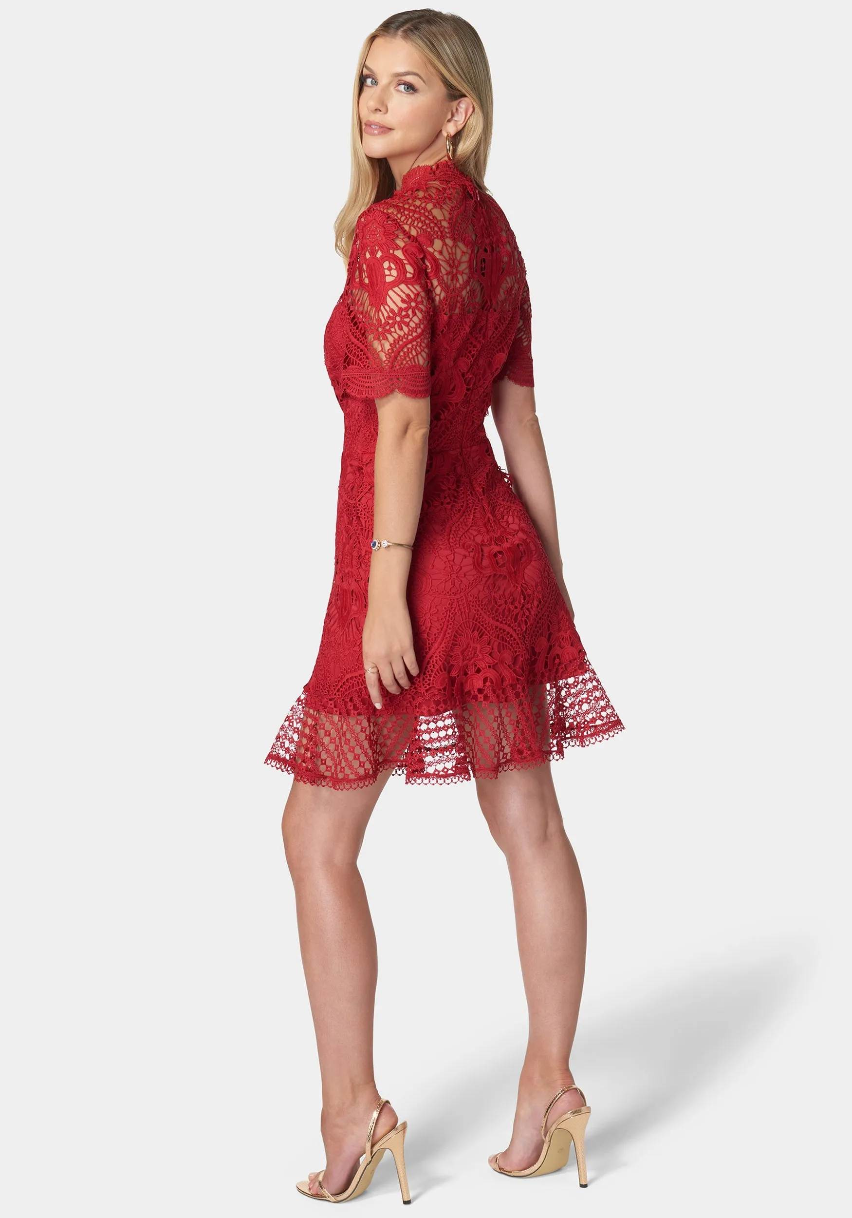 Flounce Lace Mini Dress