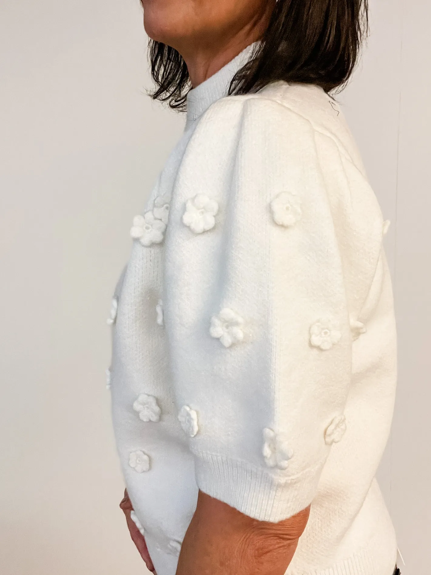 Flower Pom Pom Sweater