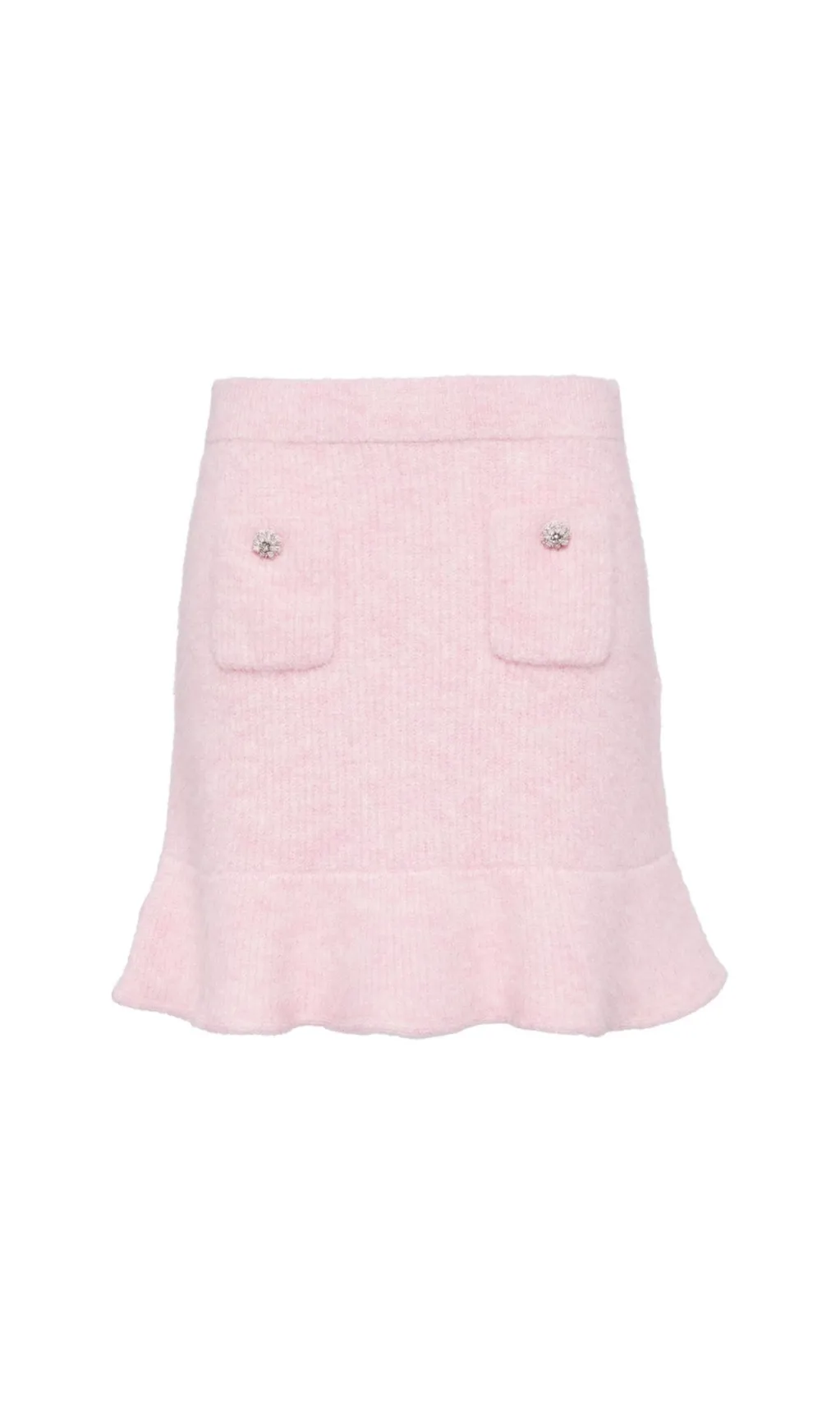 Fluffy rib-knit mini skirt in pink
