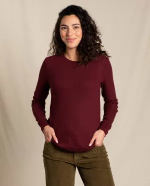 Foothill Pointelle Long Sleeve Crew - Port - SALE