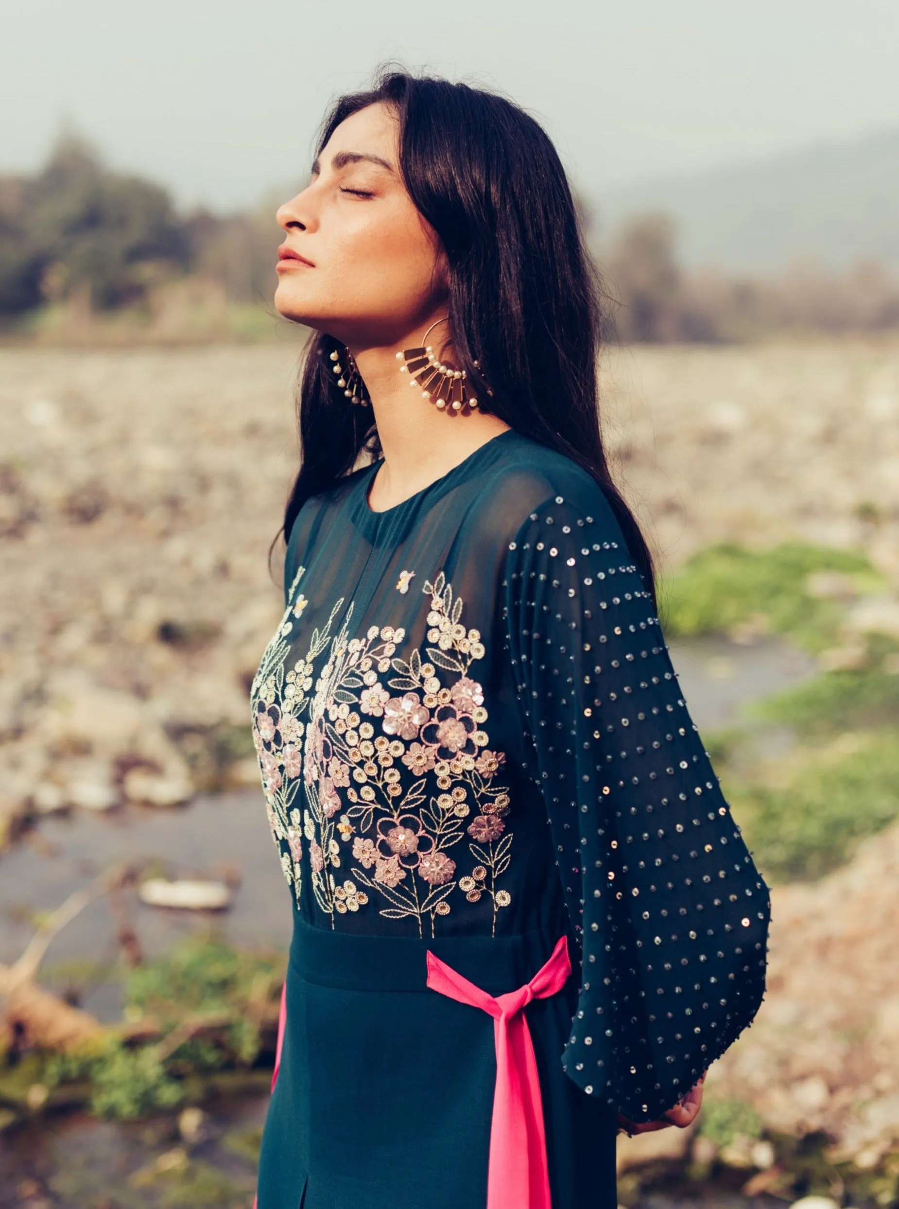 Forest Green & Pink Jumpsuit