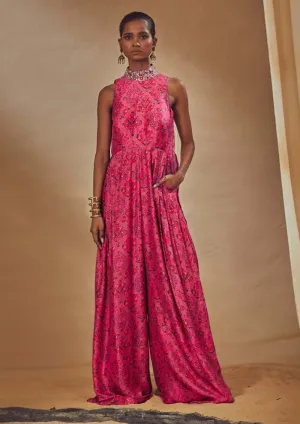Fuchsia Embroidered Jumpsuit