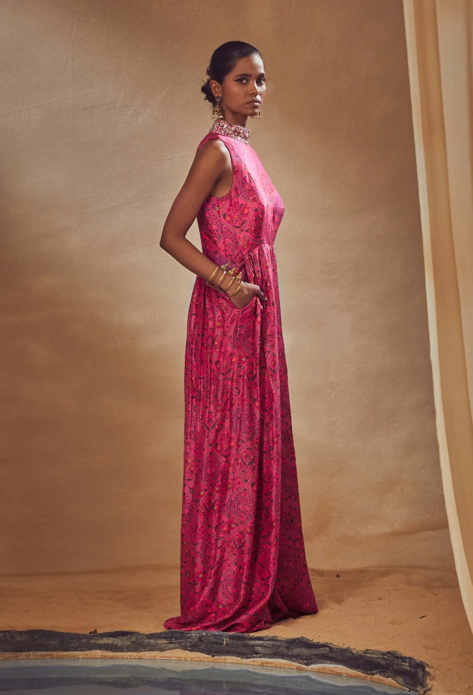 Fuchsia Embroidered Jumpsuit