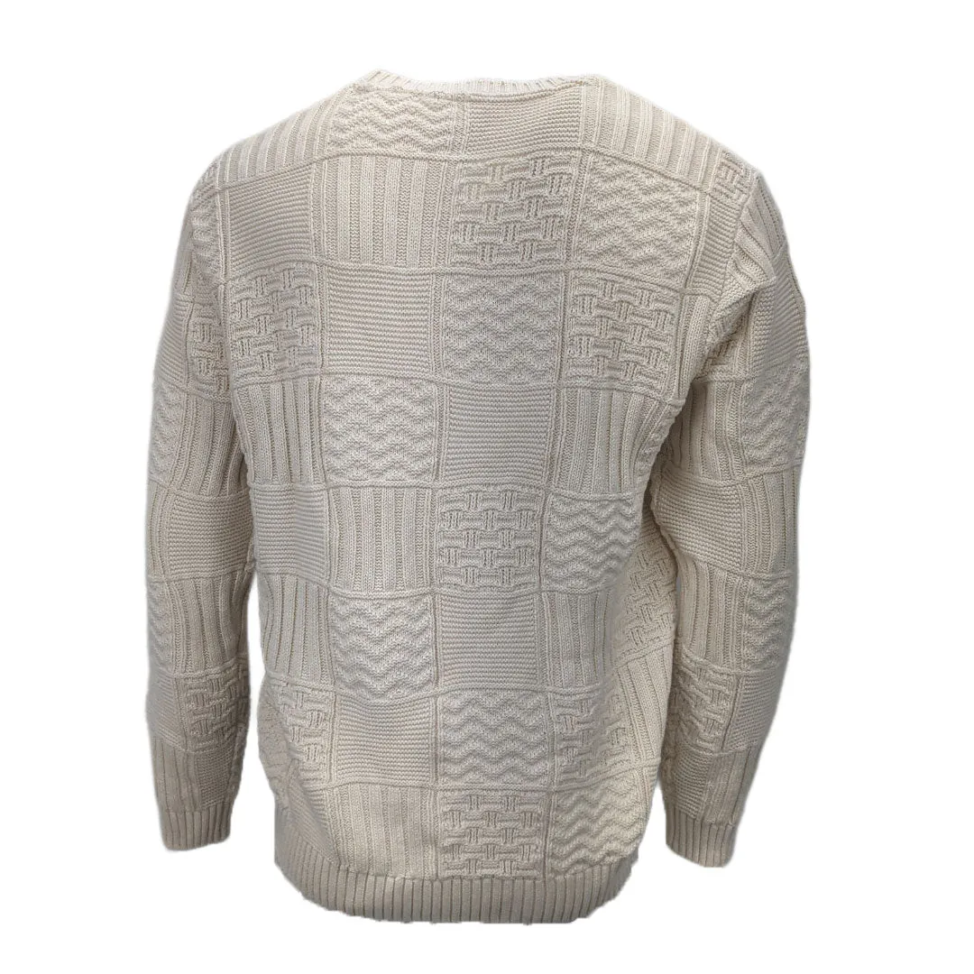 GANT Men's White Smoke Cotton Check Structure Sweater 81532 NEW