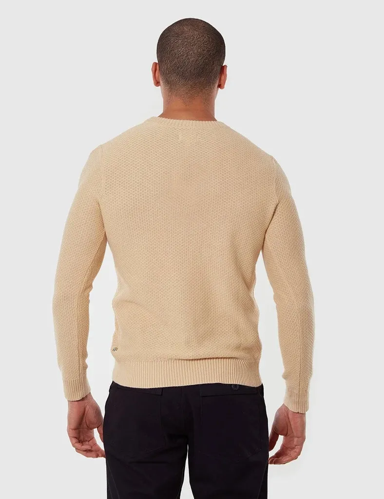 GANT RUGGER Men's Warm Almond Solid Textured Crew 84232 Size M $145 NWT