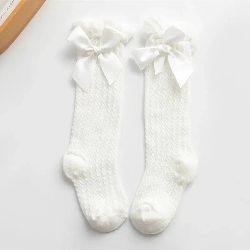 Girls vintage Style Bow Knee High Fishnet Socks