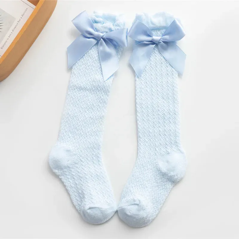 Girls vintage Style Bow Knee High Fishnet Socks
