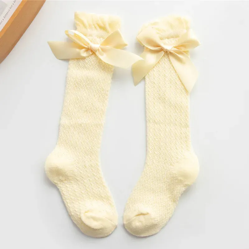 Girls vintage Style Bow Knee High Fishnet Socks