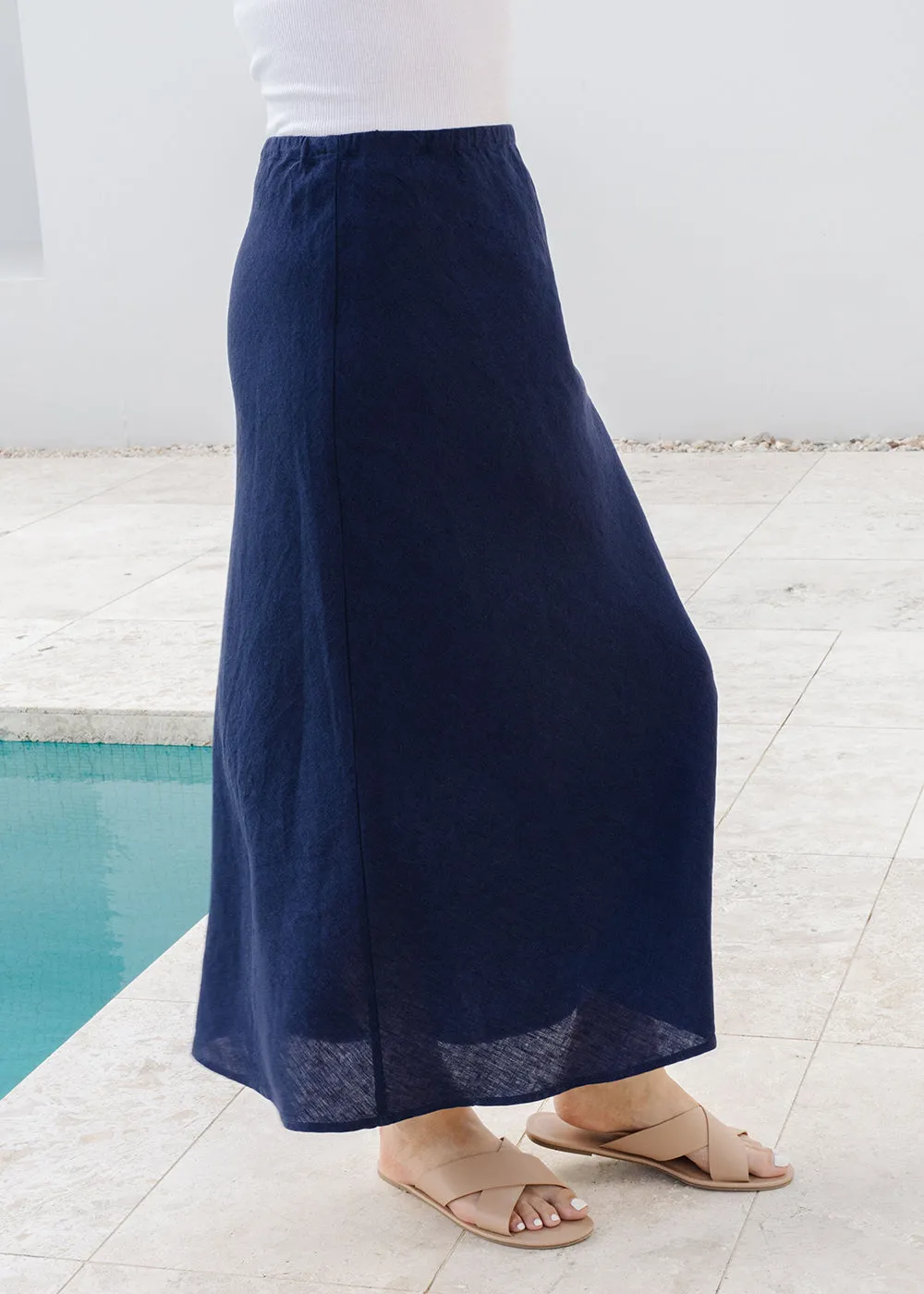 Goondiwindi Cotton Bias Cut Linen Skirt 5197-55-S22