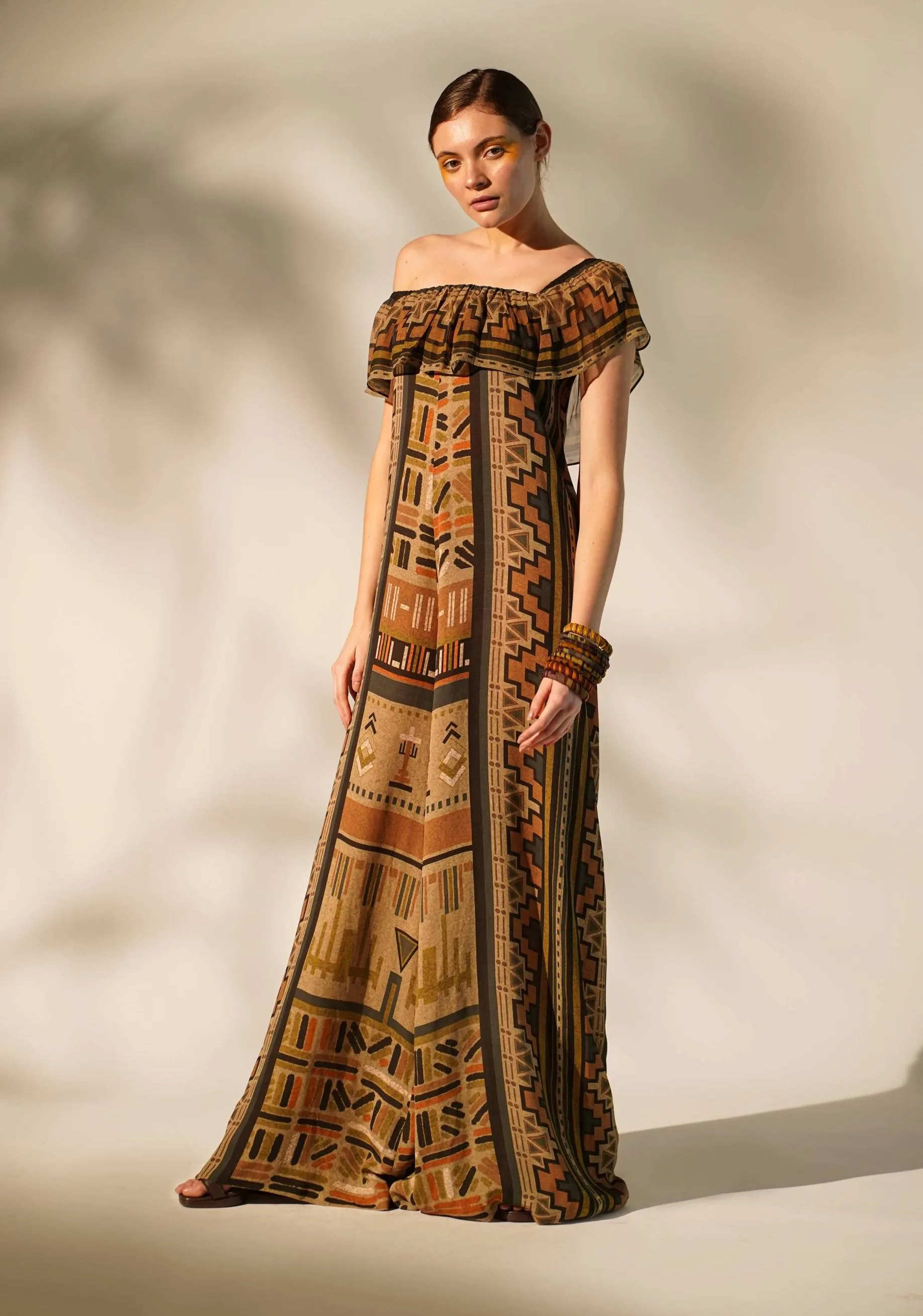 Green aztec print jumpsuit