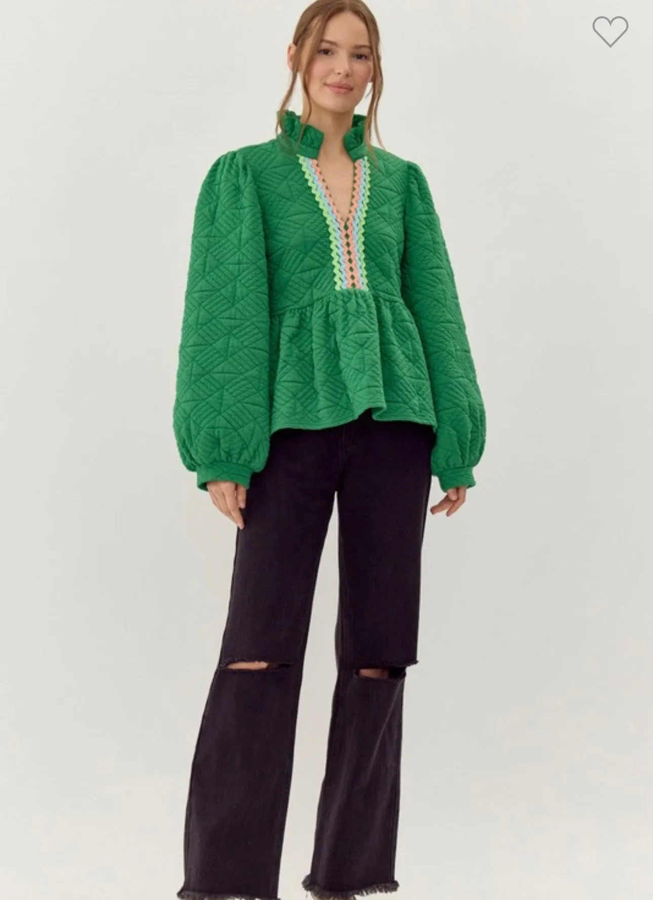 Green Quilted Ric Rac Sweater