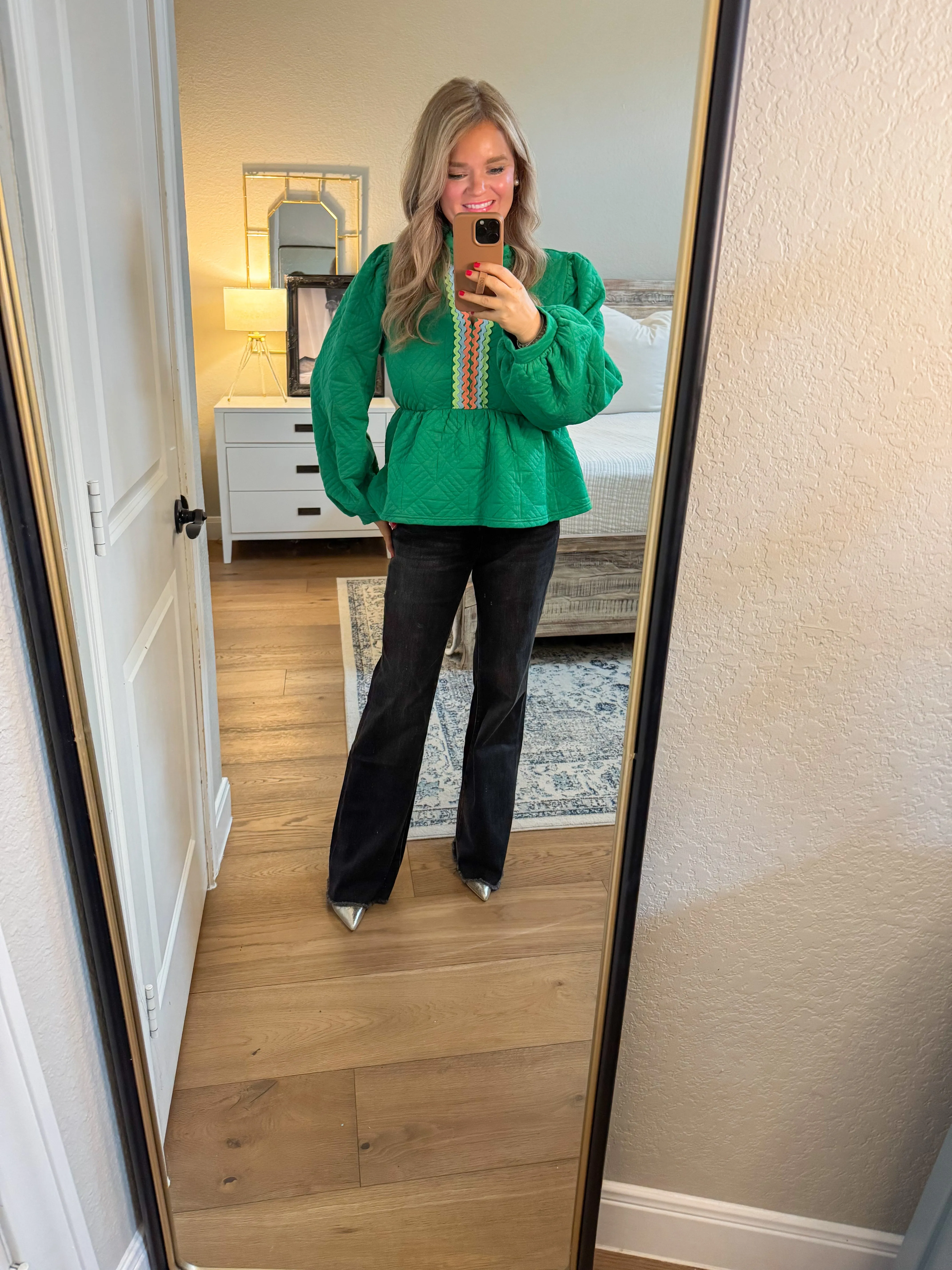 Green Quilted Ric Rac Sweater