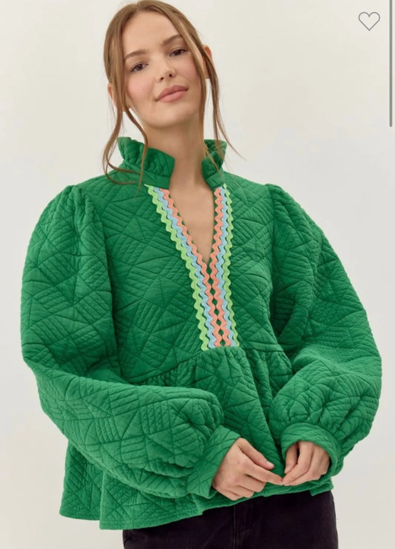 Green Quilted Ric Rac Sweater