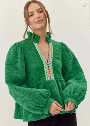 Green Quilted Ric Rac Sweater