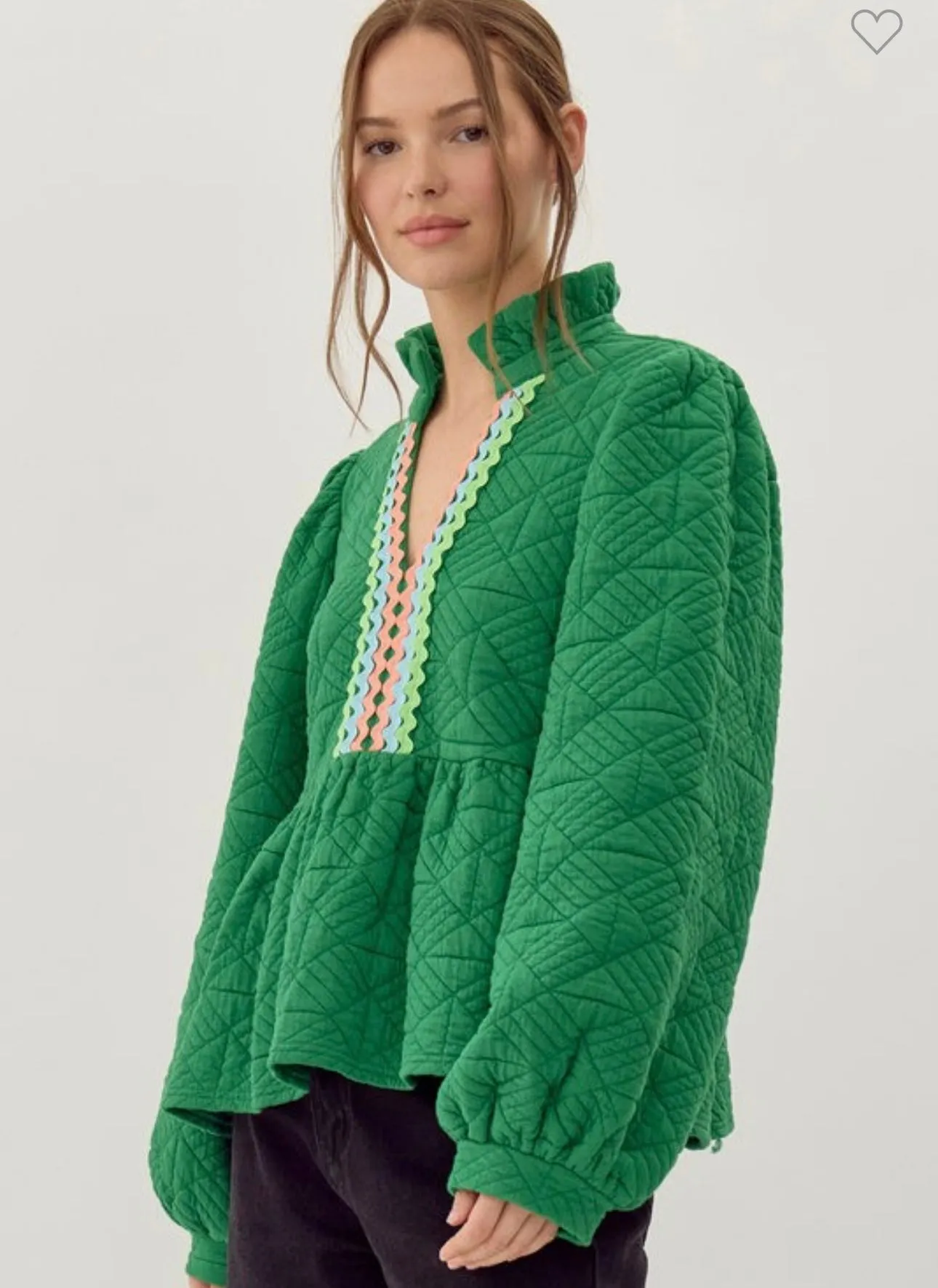 Green Quilted Ric Rac Sweater