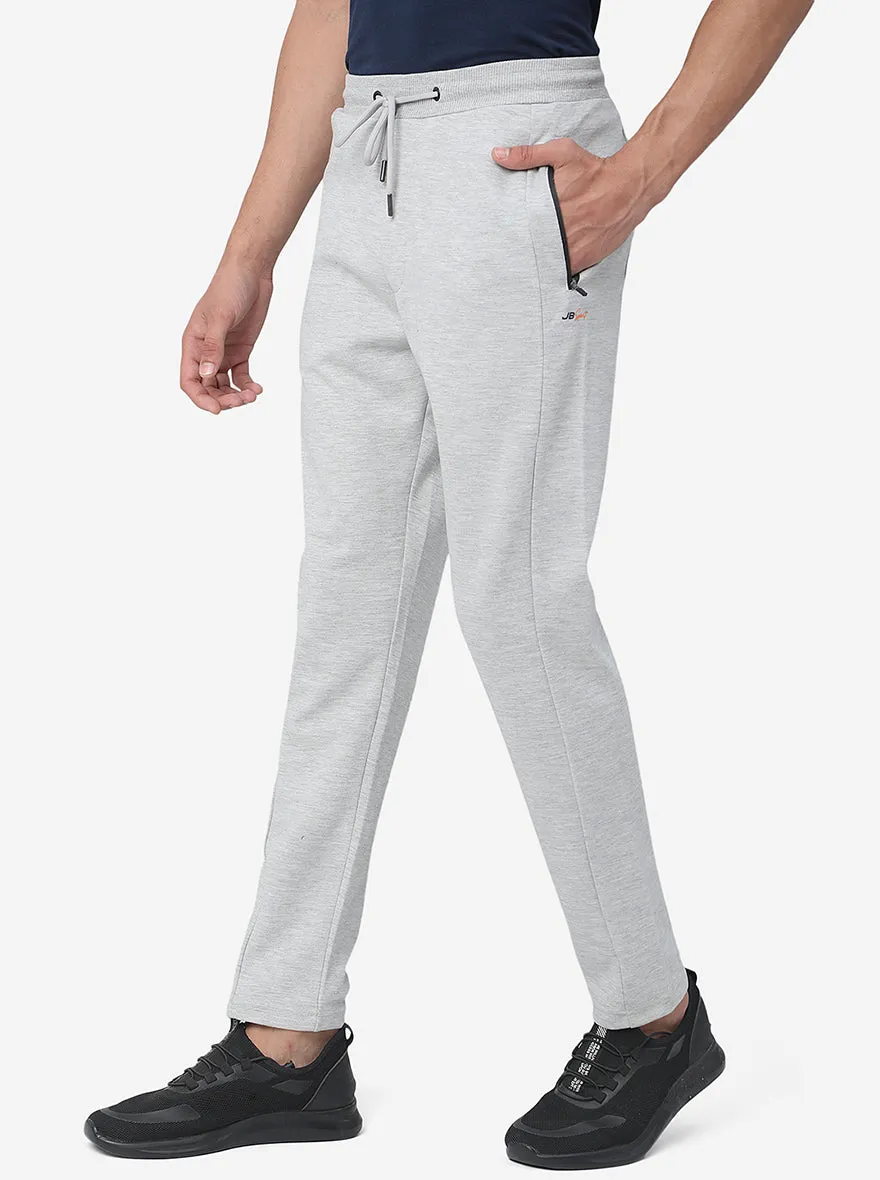 Grey Melange Solid Slim Fit Track Pant | JadeBlue
