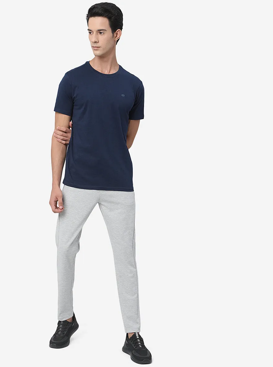 Grey Melange Solid Slim Fit Track Pant | JadeBlue