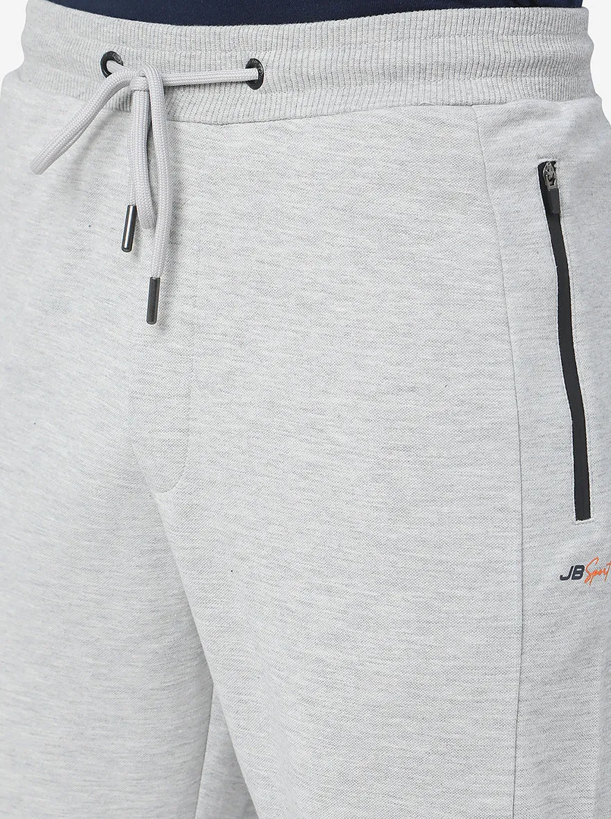 Grey Melange Solid Slim Fit Track Pant | JadeBlue