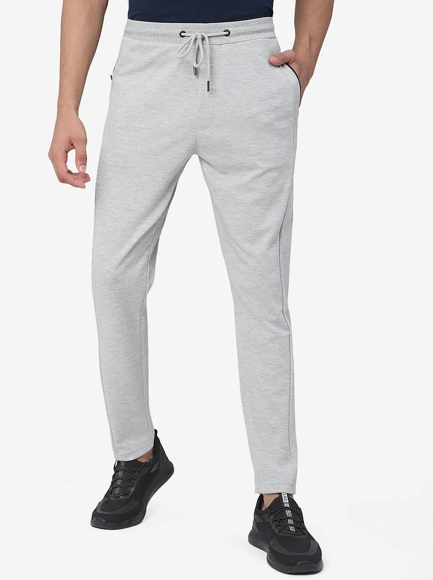 Grey Melange Solid Slim Fit Track Pant | JadeBlue