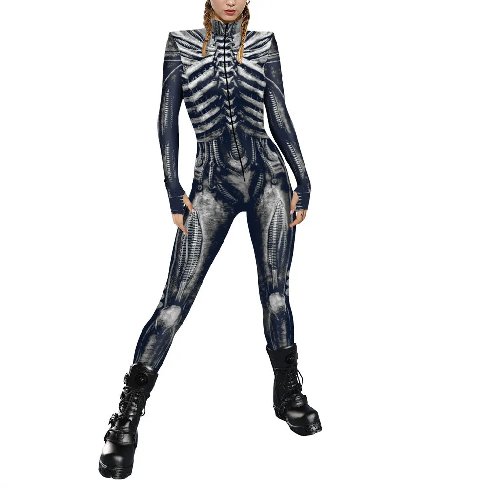 Halloween Costumes Round Neck Slim Long-Sleeved Armour Jumpsuits Clothing for Halloween Party