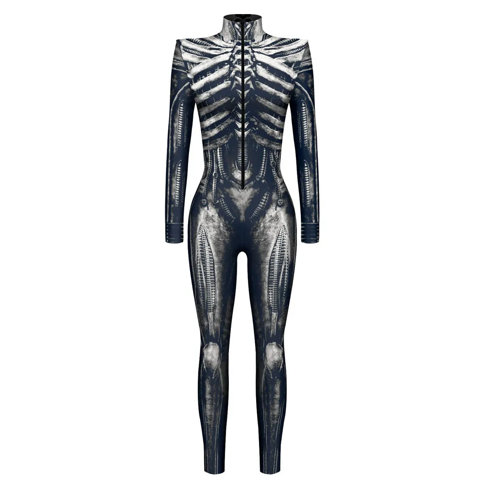 Halloween Costumes Round Neck Slim Long-Sleeved Armour Jumpsuits Clothing for Halloween Party