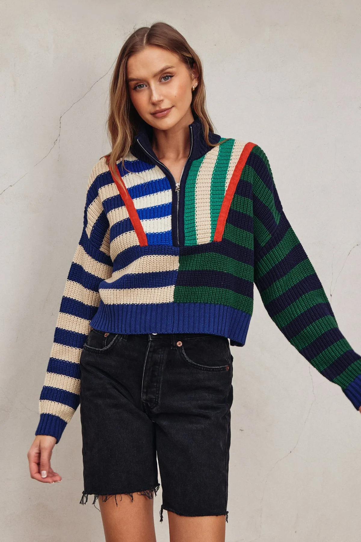 Harper Half Zip Cropped Sweater