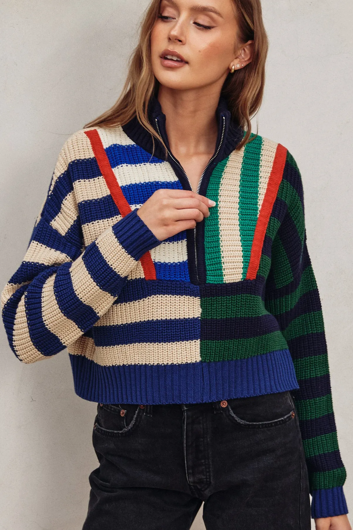 Harper Half Zip Cropped Sweater