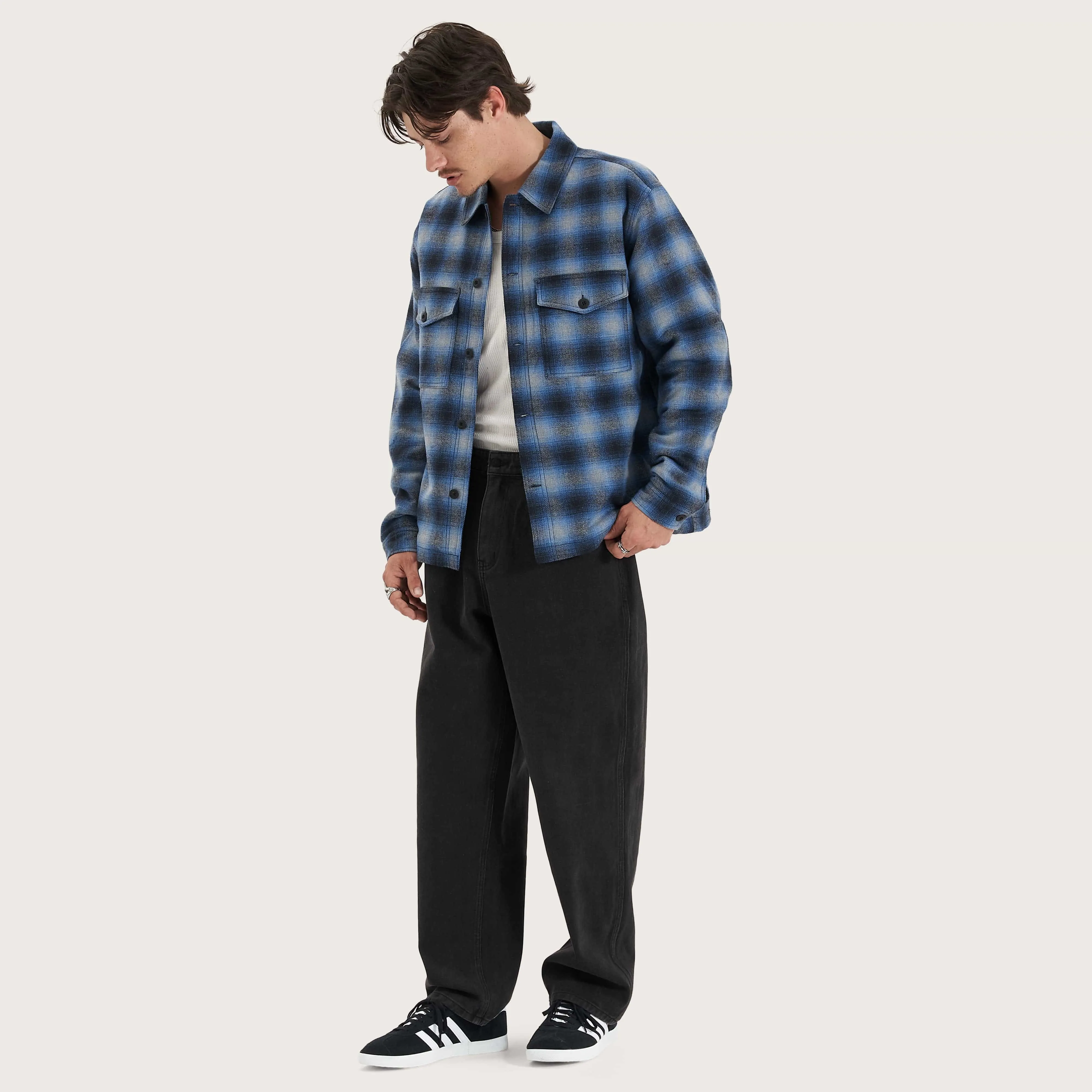Highland Relaxed Overshirt Black/Blue Check