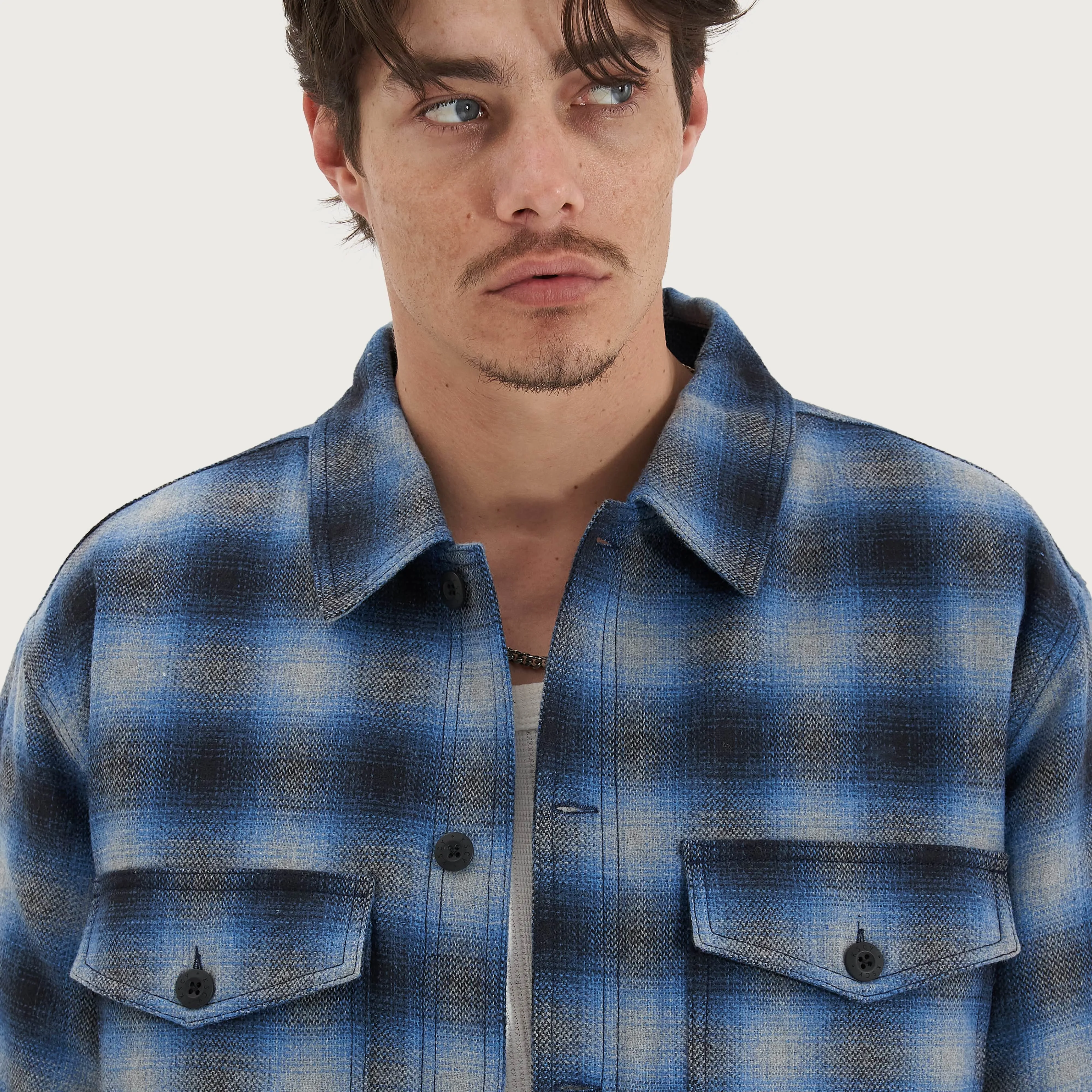 Highland Relaxed Overshirt Black/Blue Check
