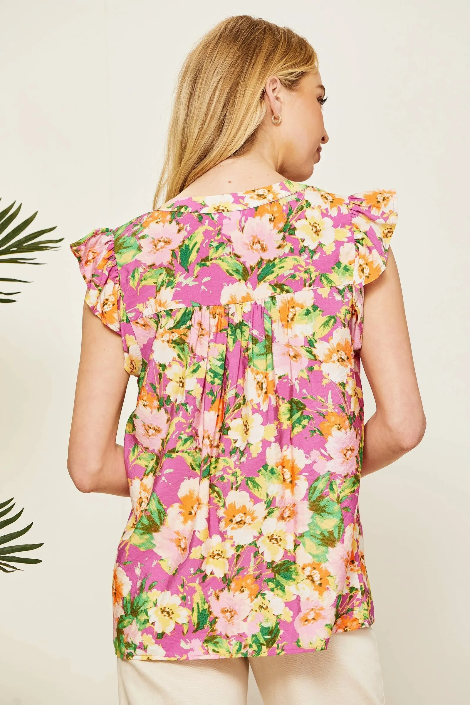 Hot pink floral print top