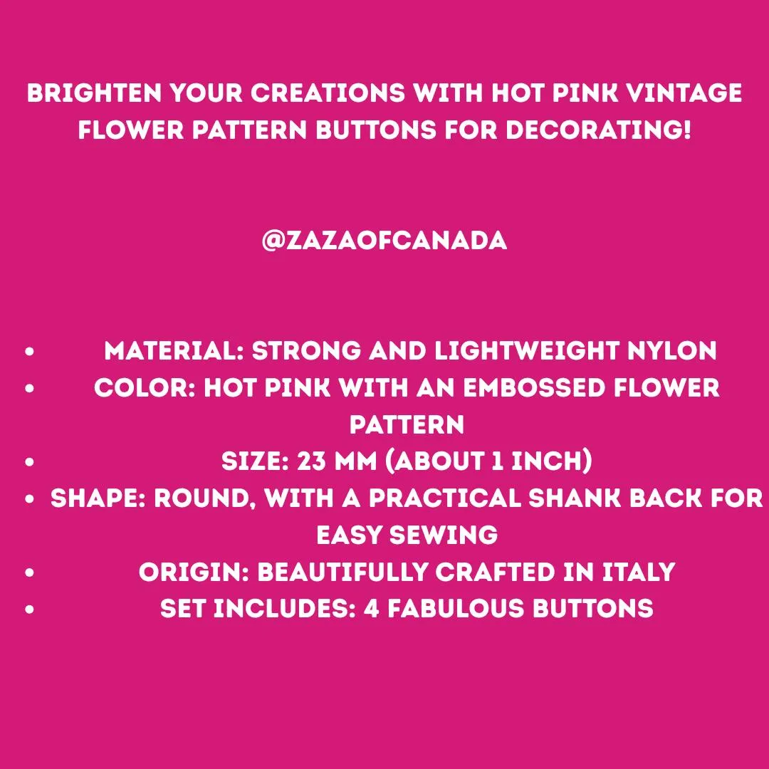 Hot pink flower pattern buttons for decorating