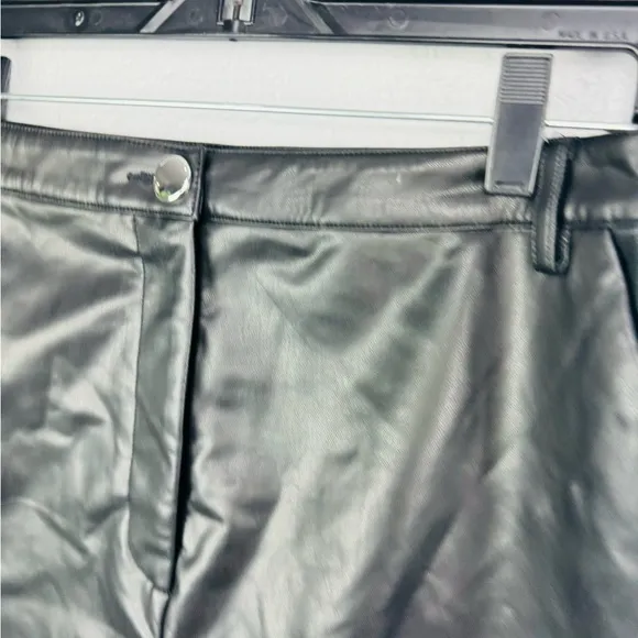 h:ours Alvina Shorts in Black Faux Leather Zip Fly Mini Size Large