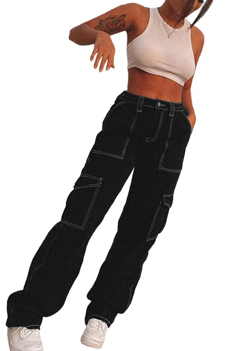 HPS1232 High-Waisted Cargo Pants
