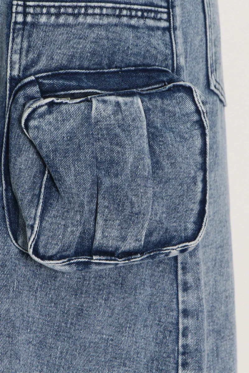 HQS1420 Urban Utility Denim Maxi Skirt