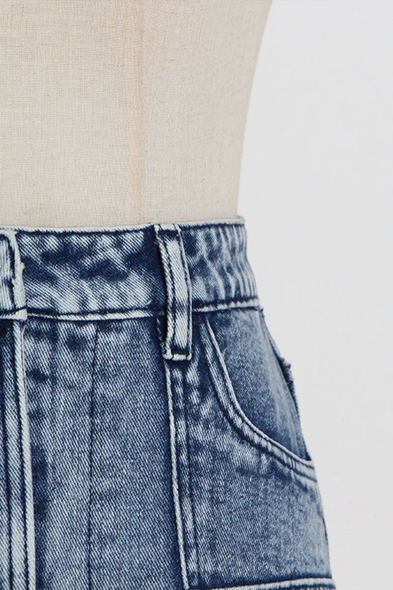 HQS1420 Urban Utility Denim Maxi Skirt