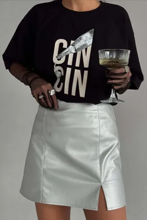 HTZ1150 Graphic Champagne Pour Oversized Tee Top