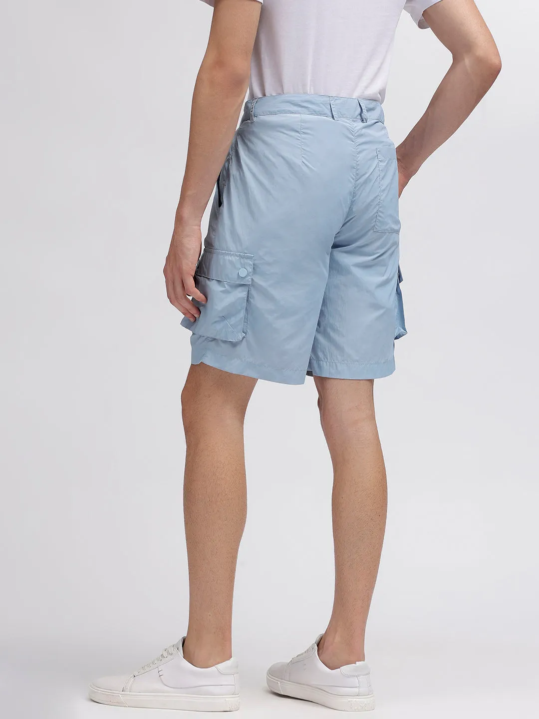 Iconic Men Blue Solid Regular Fit Shorts