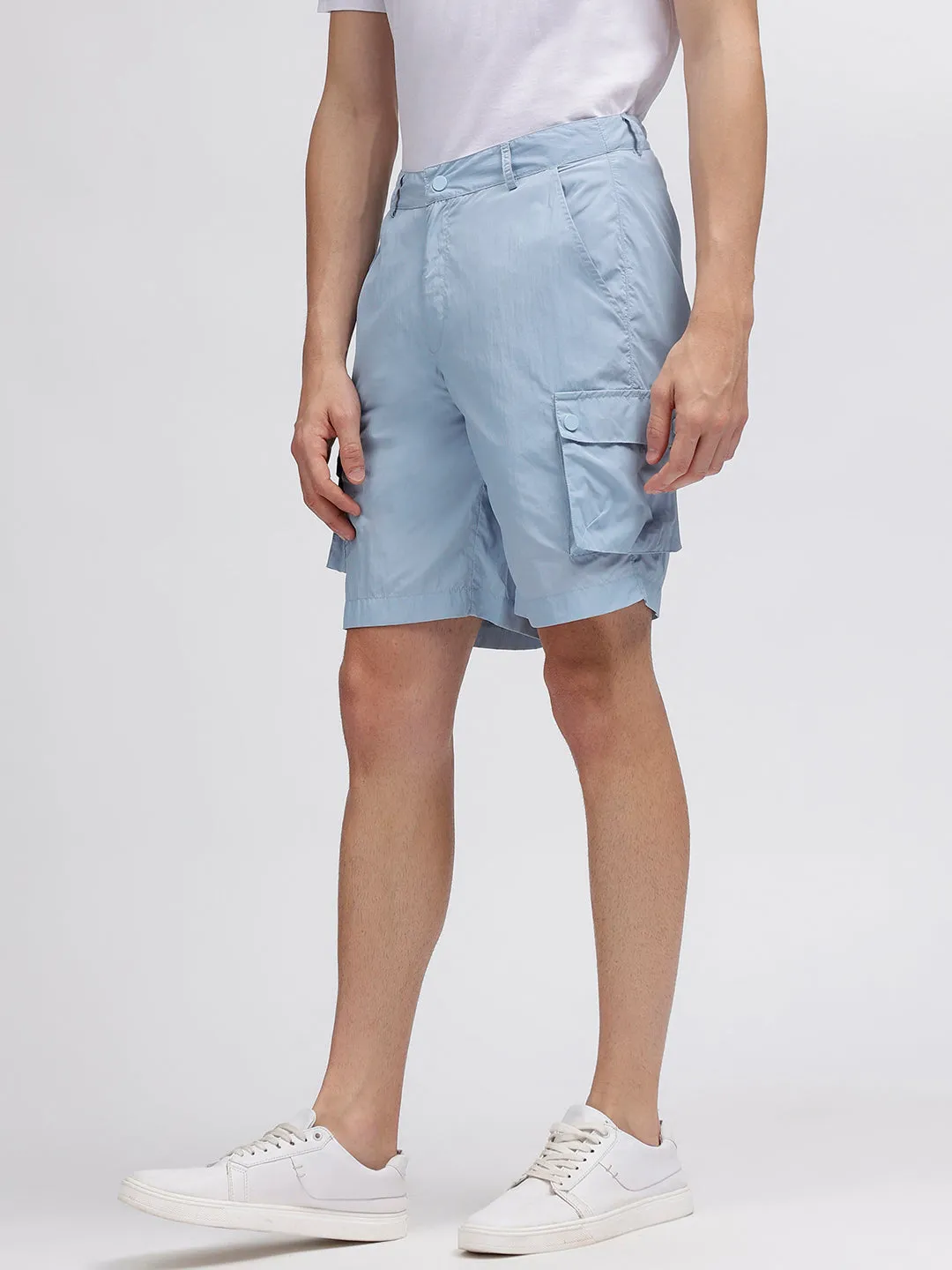 Iconic Men Blue Solid Regular Fit Shorts