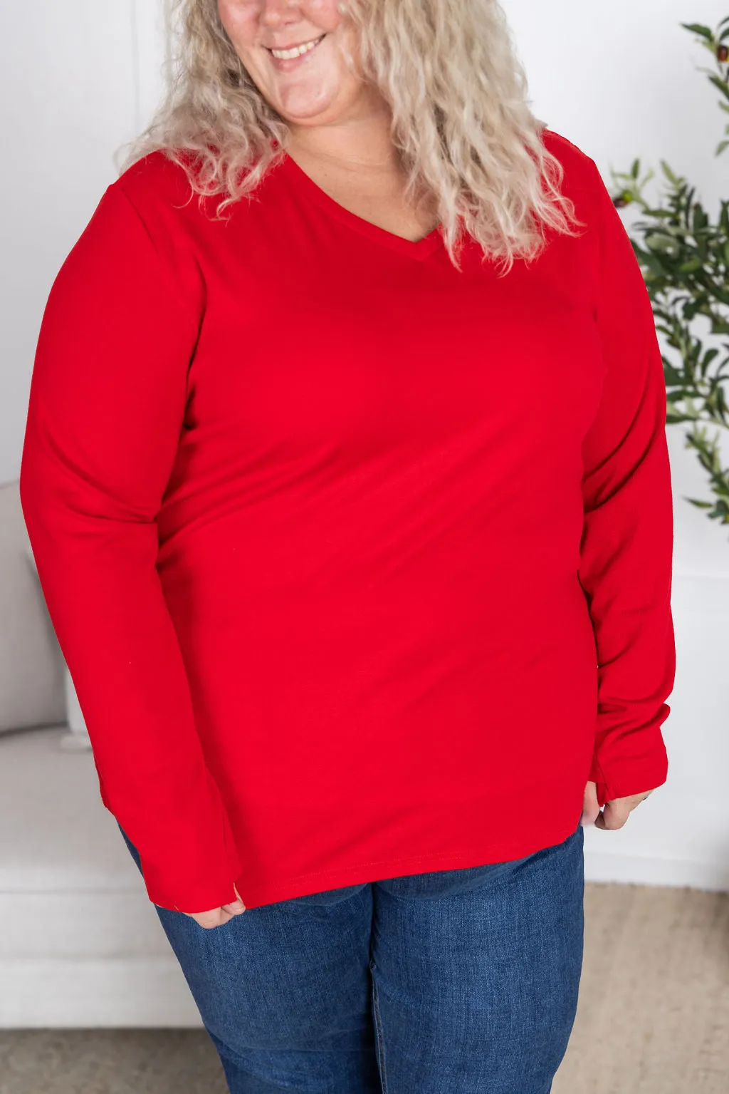 IN STOCK Leah Long Sleeve Top - Red FINAL SALE