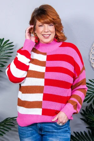 In Your Lane Color Blocked Stripe Sweater