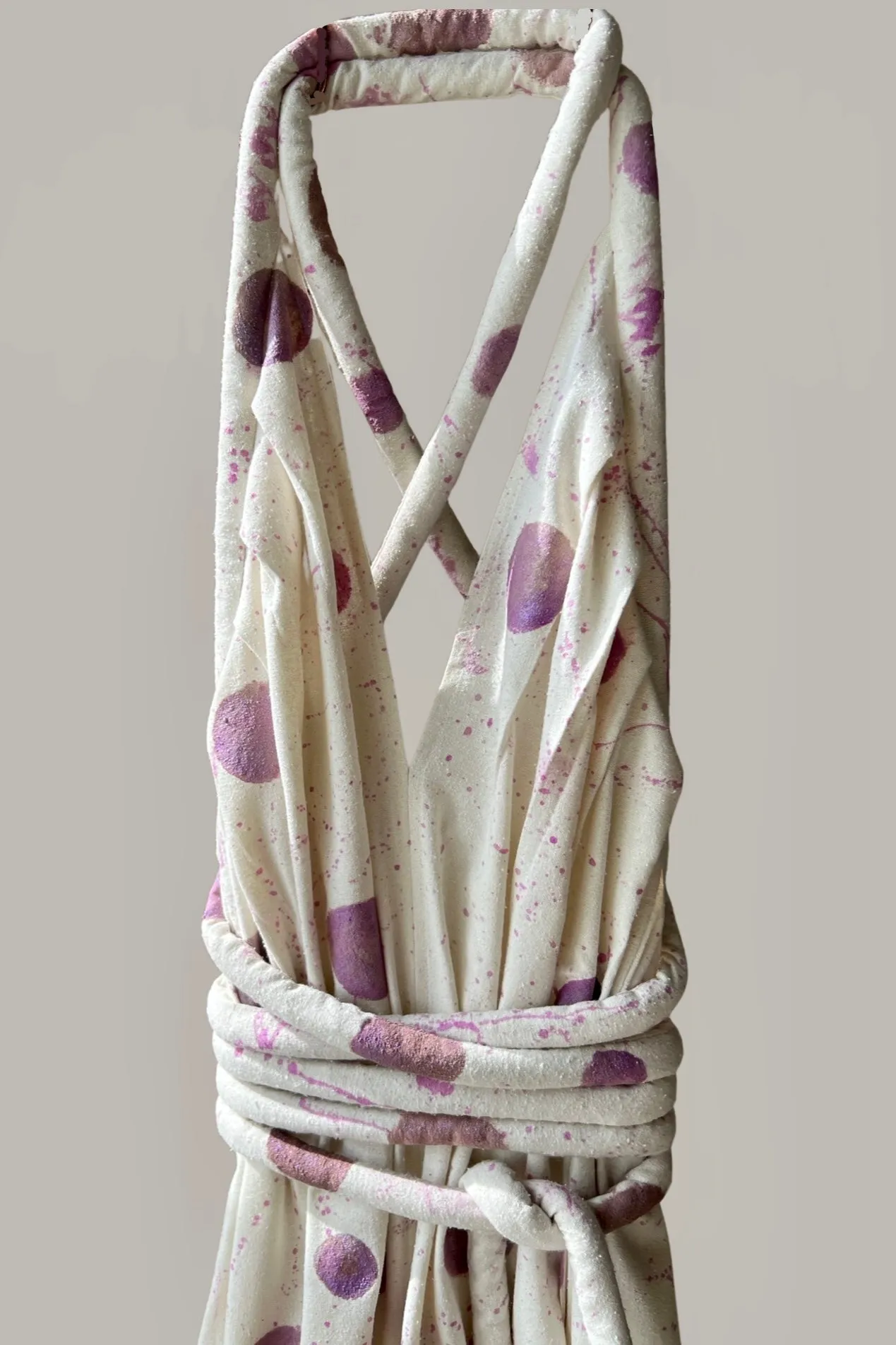 Infinite Rope Jumpsuit Hand Painted One of a Kind Violet Mauve Iridescent Moons