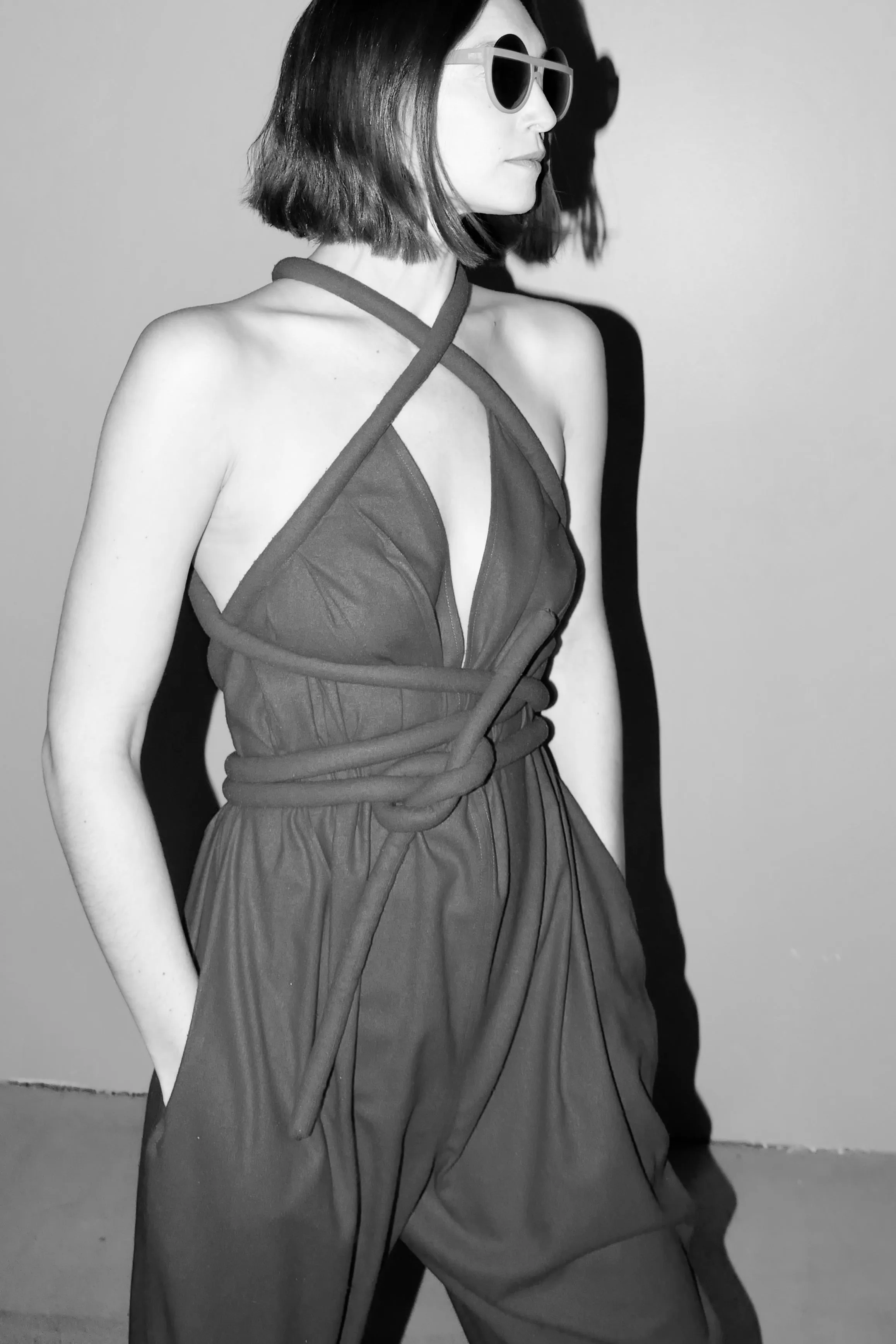 Infinite Rope Jumpsuit Hand Painted One of a Kind Violet Mauve Iridescent Moons