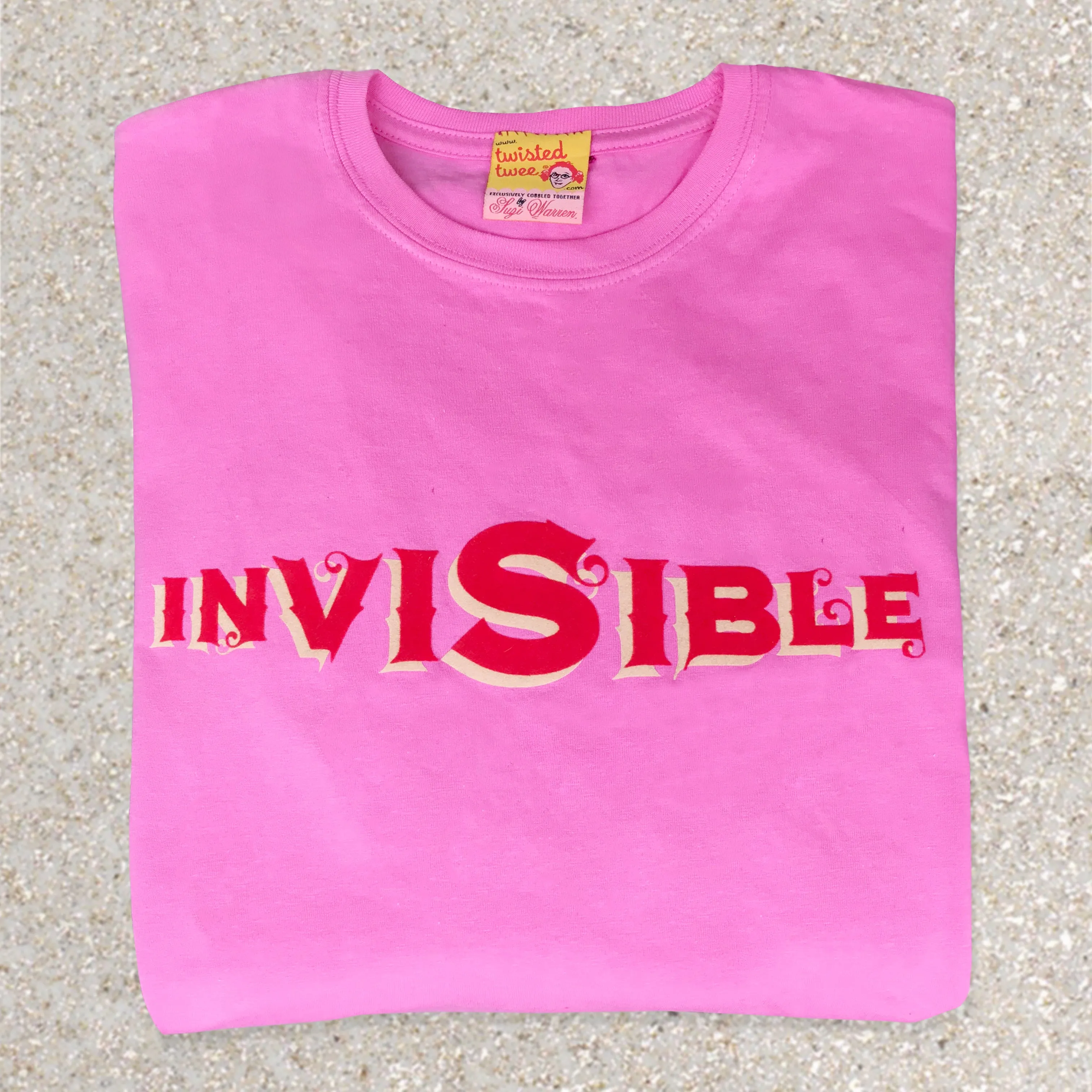 'Invisible' slogan t shirt for shining old women