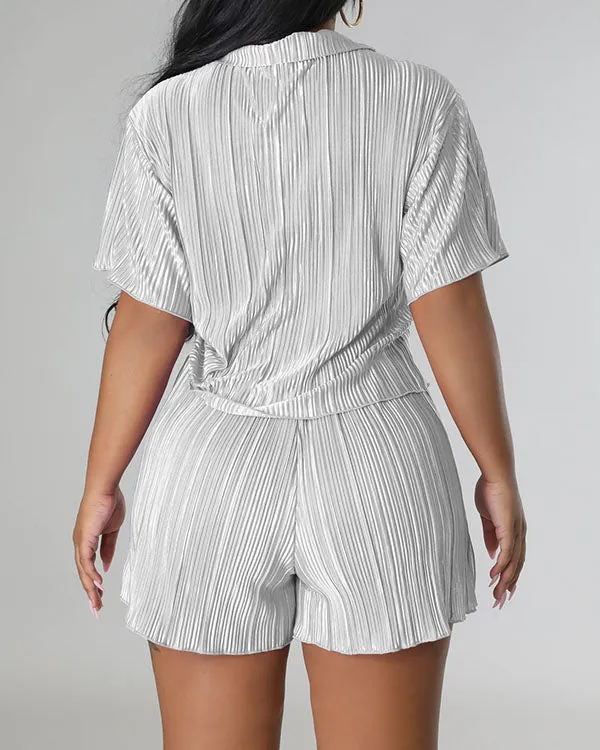 Jackie – Solid Crease Shirt & Shorts Set for Women