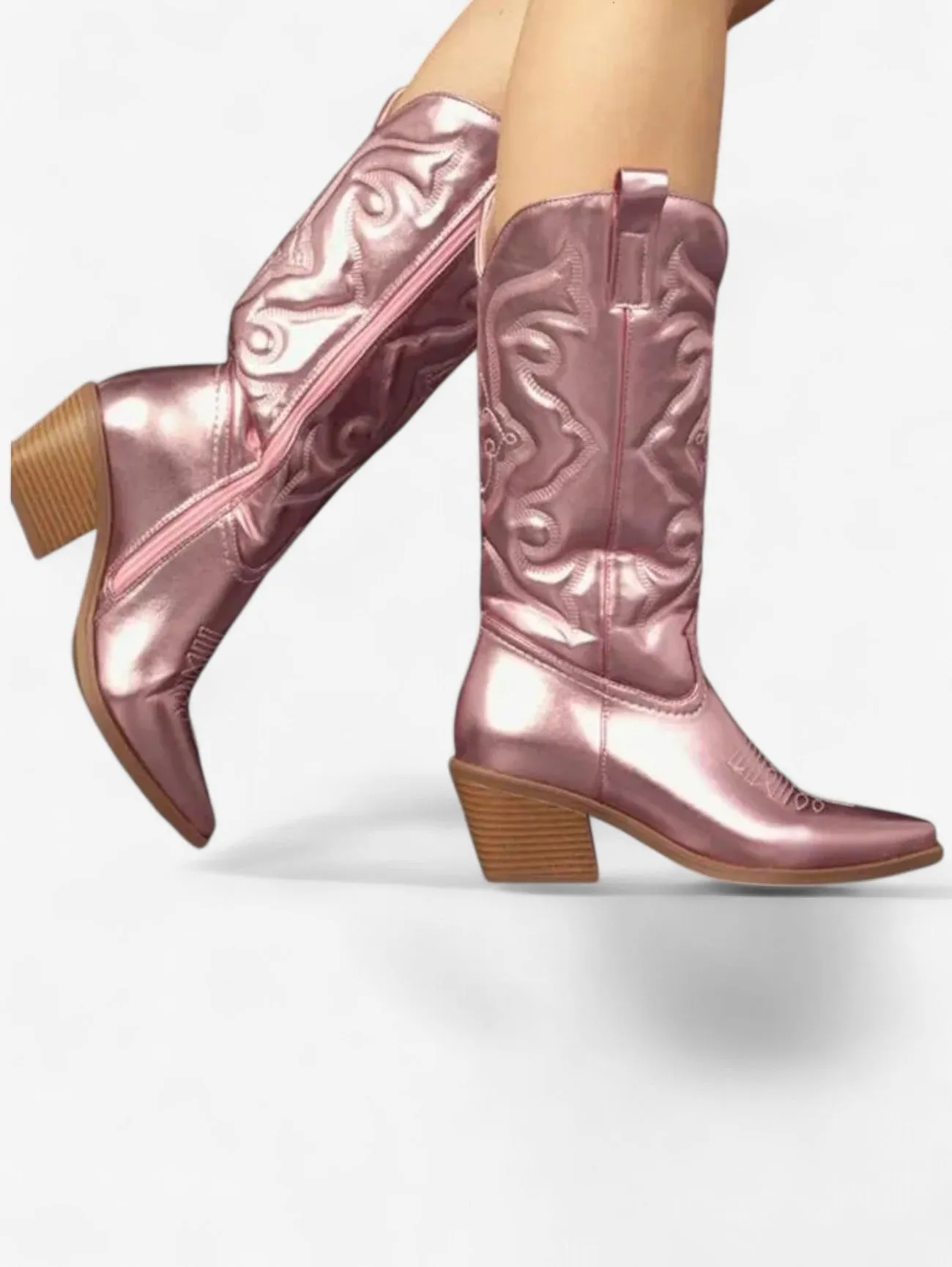 Jada | Women's Pointed Toe Western Cowboy Boots with Chunky Heel