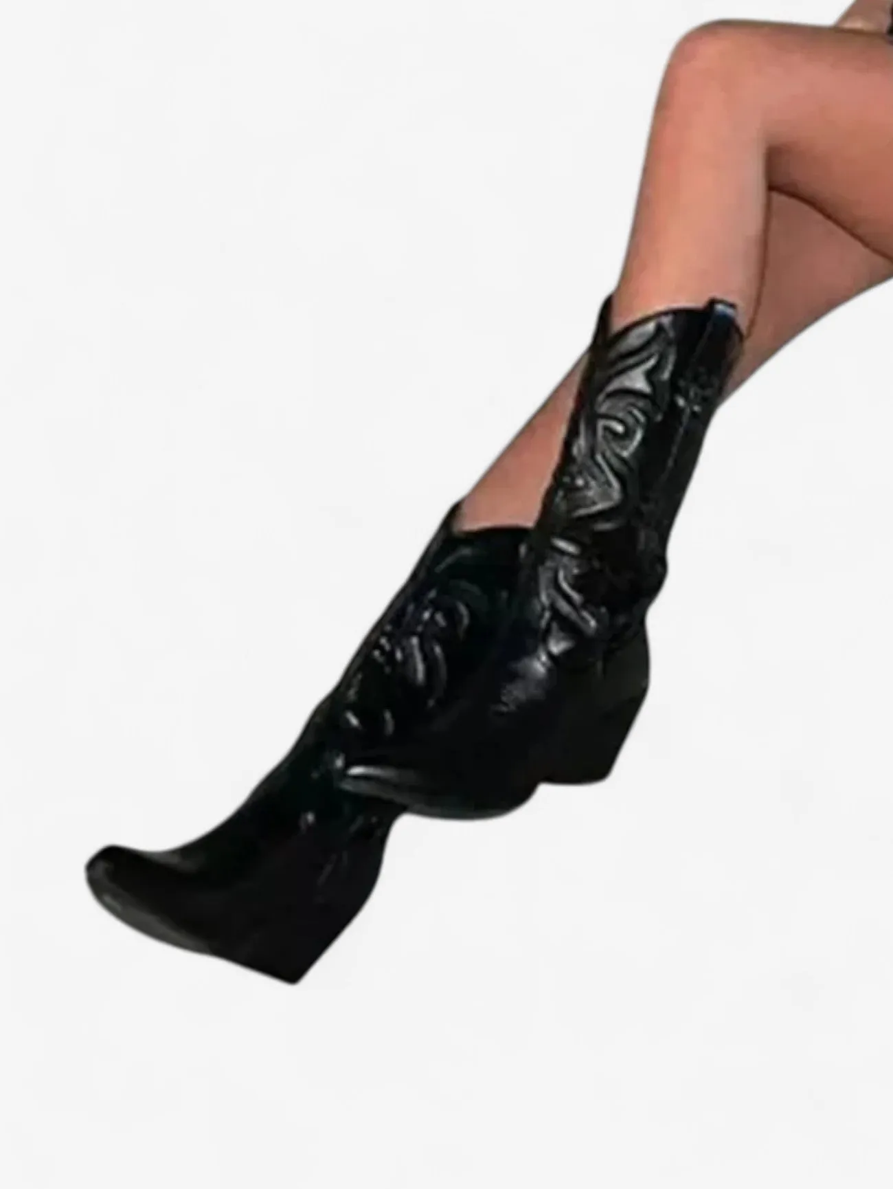 Jada | Women's Pointed Toe Western Cowboy Boots with Chunky Heel