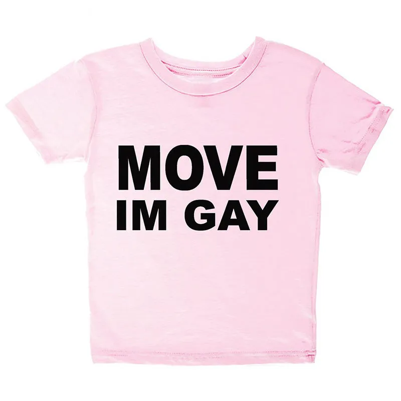 JazzHer Harajuku streetwear fashion women's T-shirt Punk Gothic letter print 'MOVE IM GAY' crop tops Cool cool girls casual Y2K clothes
