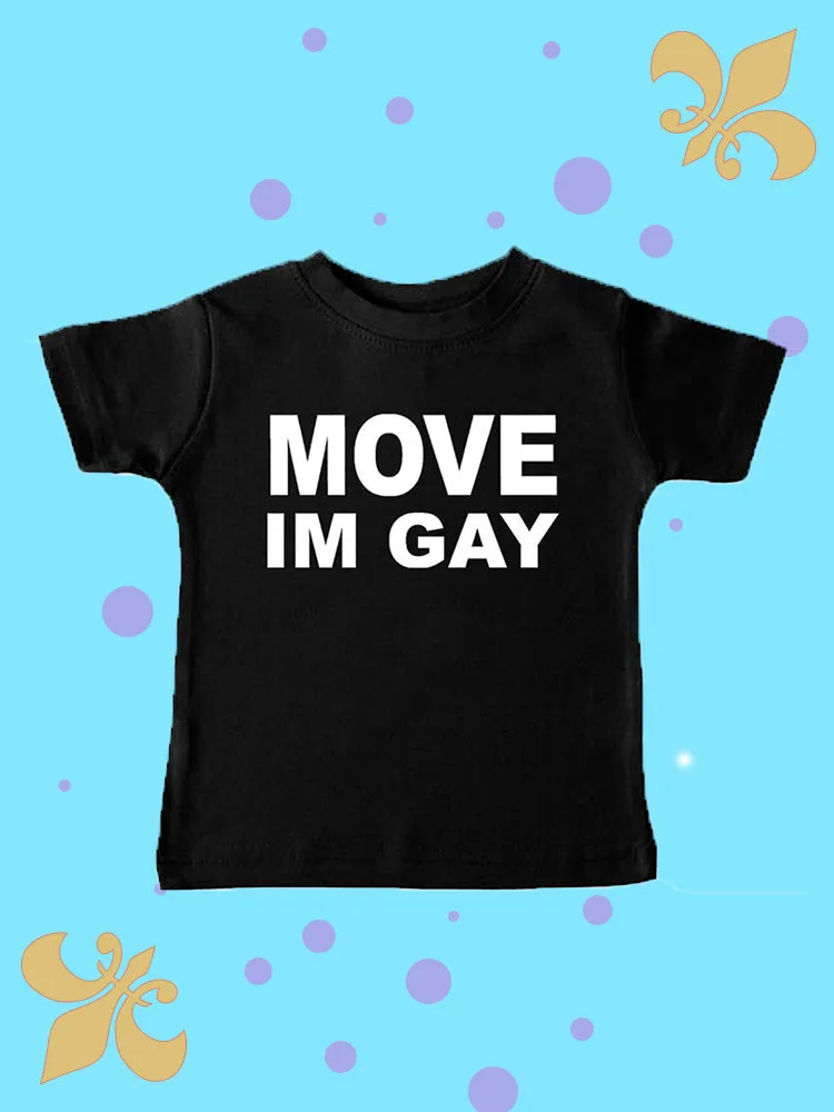 JazzHer Harajuku streetwear fashion women's T-shirt Punk Gothic letter print 'MOVE IM GAY' crop tops Cool cool girls casual Y2K clothes